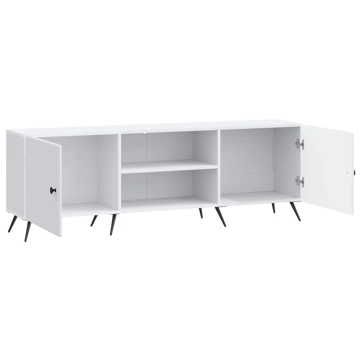 TV Cabinet Vintage White Lowboard Media Unit 150 x 31 x 50 cm Engineered Wood Metal Legs