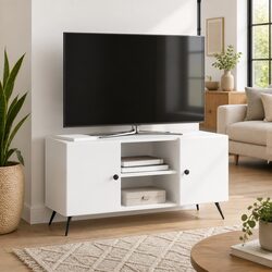 White Engineered Wood TV Cabinet 102 x 34.5 x 50 cm