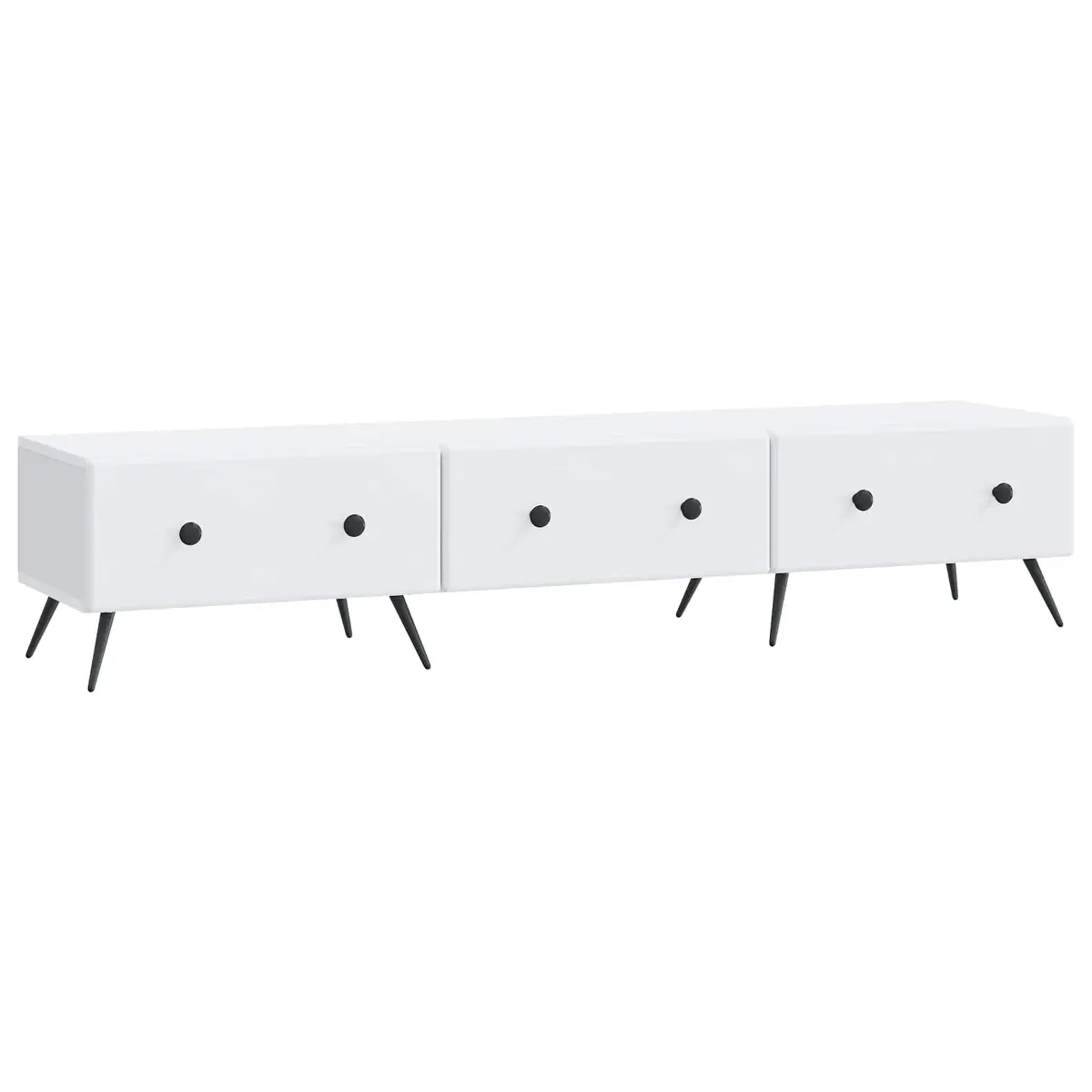 White TV Cabinet with Storage Drawer 147x34.5x30cm