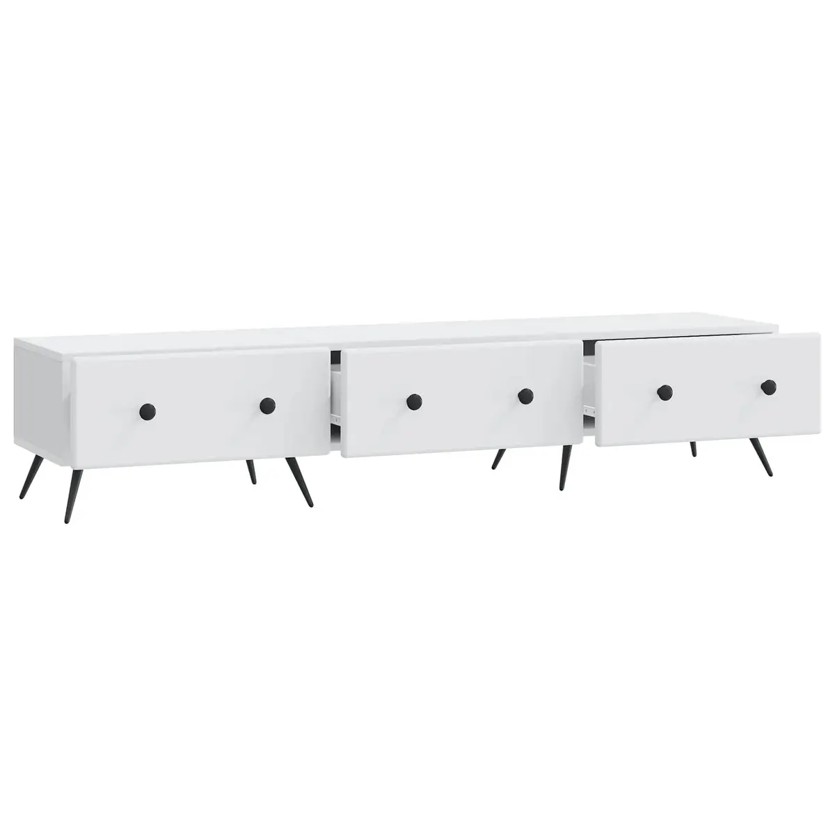 White TV Cabinet with Storage Drawer 147x34.5x30cm
