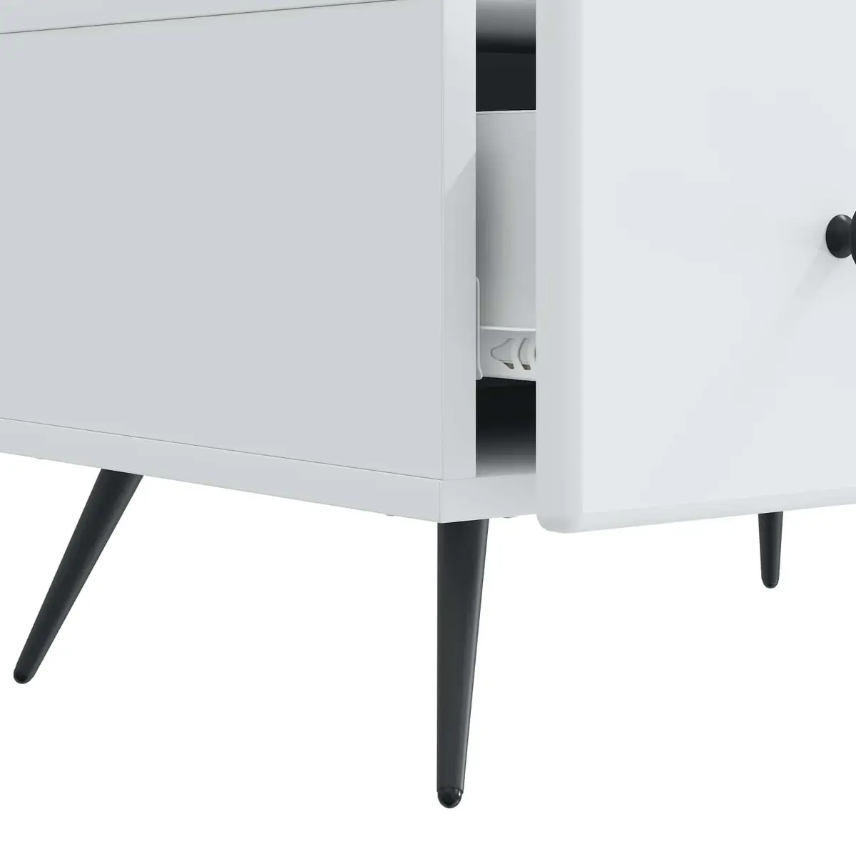 White TV Cabinet with Storage Drawer 147x34.5x30cm