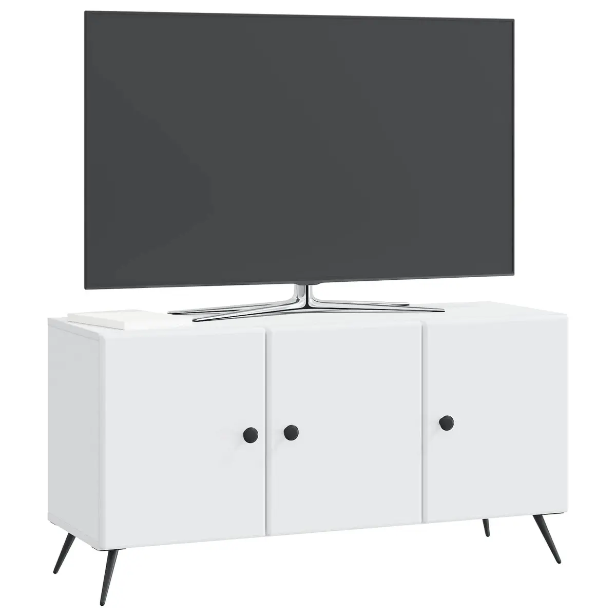 TV Cabinet White 99 x 34.5 x 50 cm Engineered Wood Living Room Storage Entertainment Stand Unit