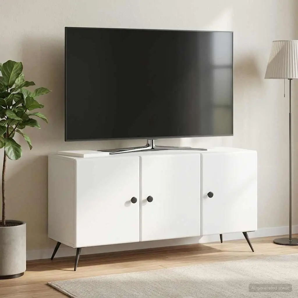 TV Cabinet White 99 x 34.5 x 50 cm Engineered Wood Living Room Storage Entertainment Stand Unit