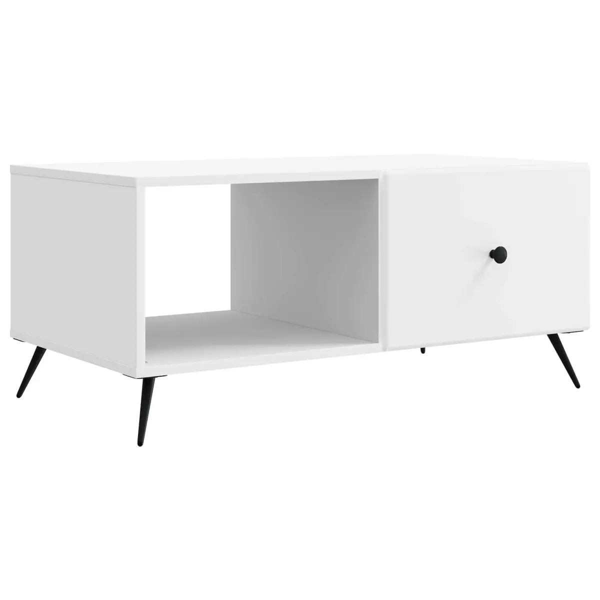 White Rectangular Coffee Table for Living Room Storage