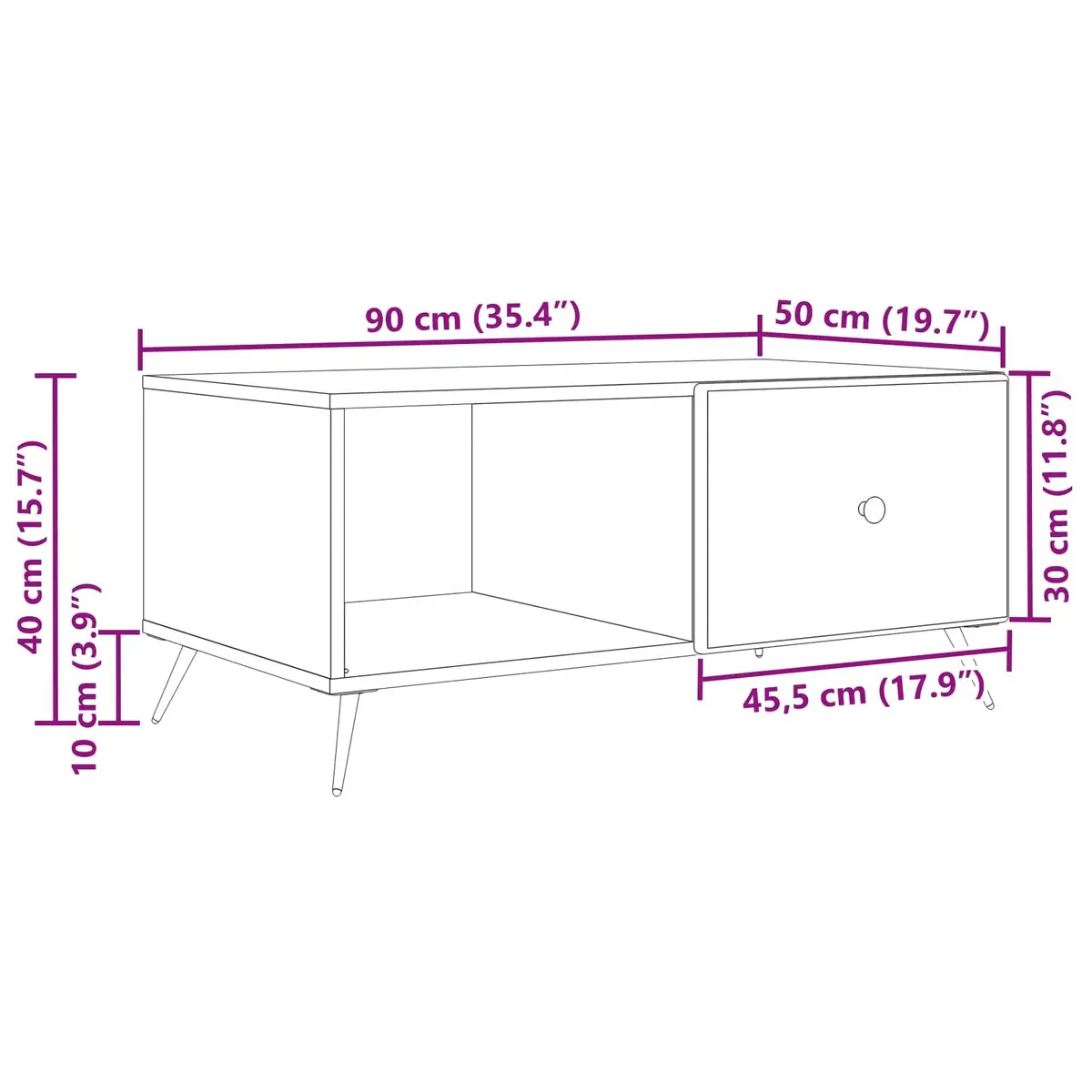 White Rectangular Coffee Table for Living Room Storage