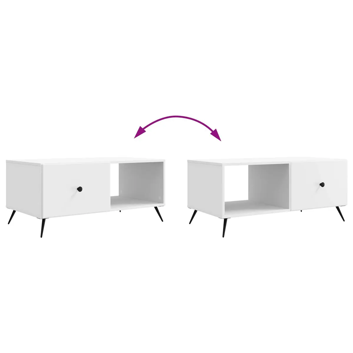 White Rectangular Coffee Table for Living Room Storage