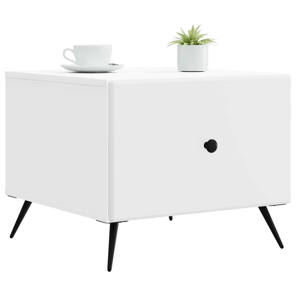 White Rectangular Coffee Table with Drawer for Living Rooms