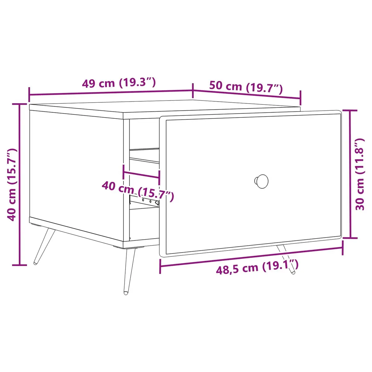 White Rectangular Coffee Table with Drawer for Living Rooms