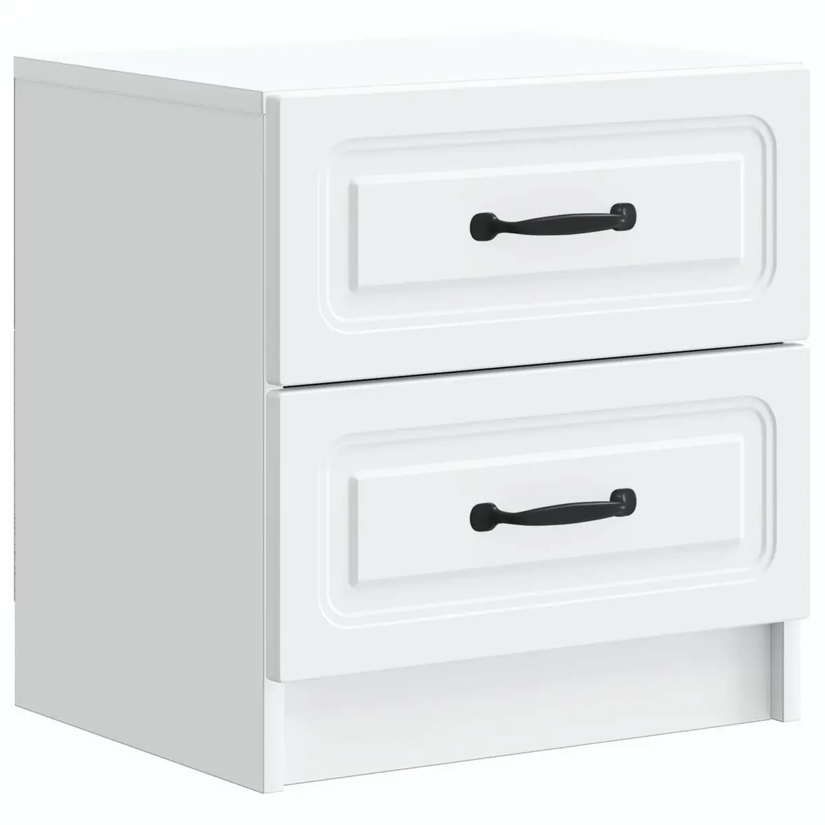 Bedside Cabinet White Vintage Design Engineered Wood Storage Nightstand Table