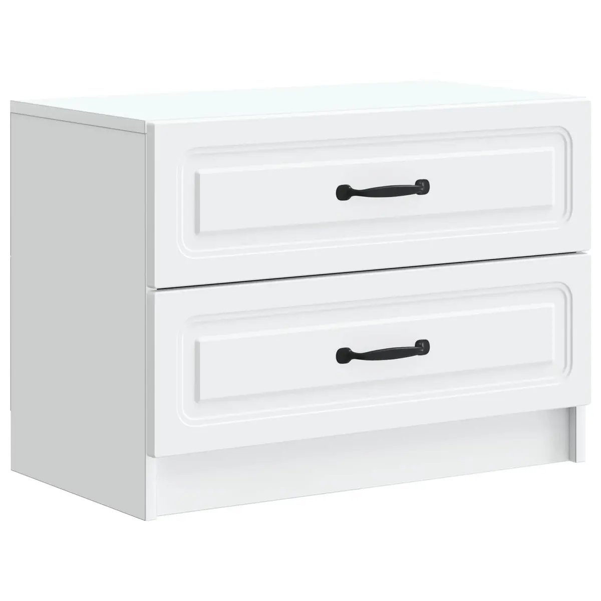 Bedside Table Modern White 62 x 34.5 x 44.5 cm Engineered Wood with Black Bar Handles