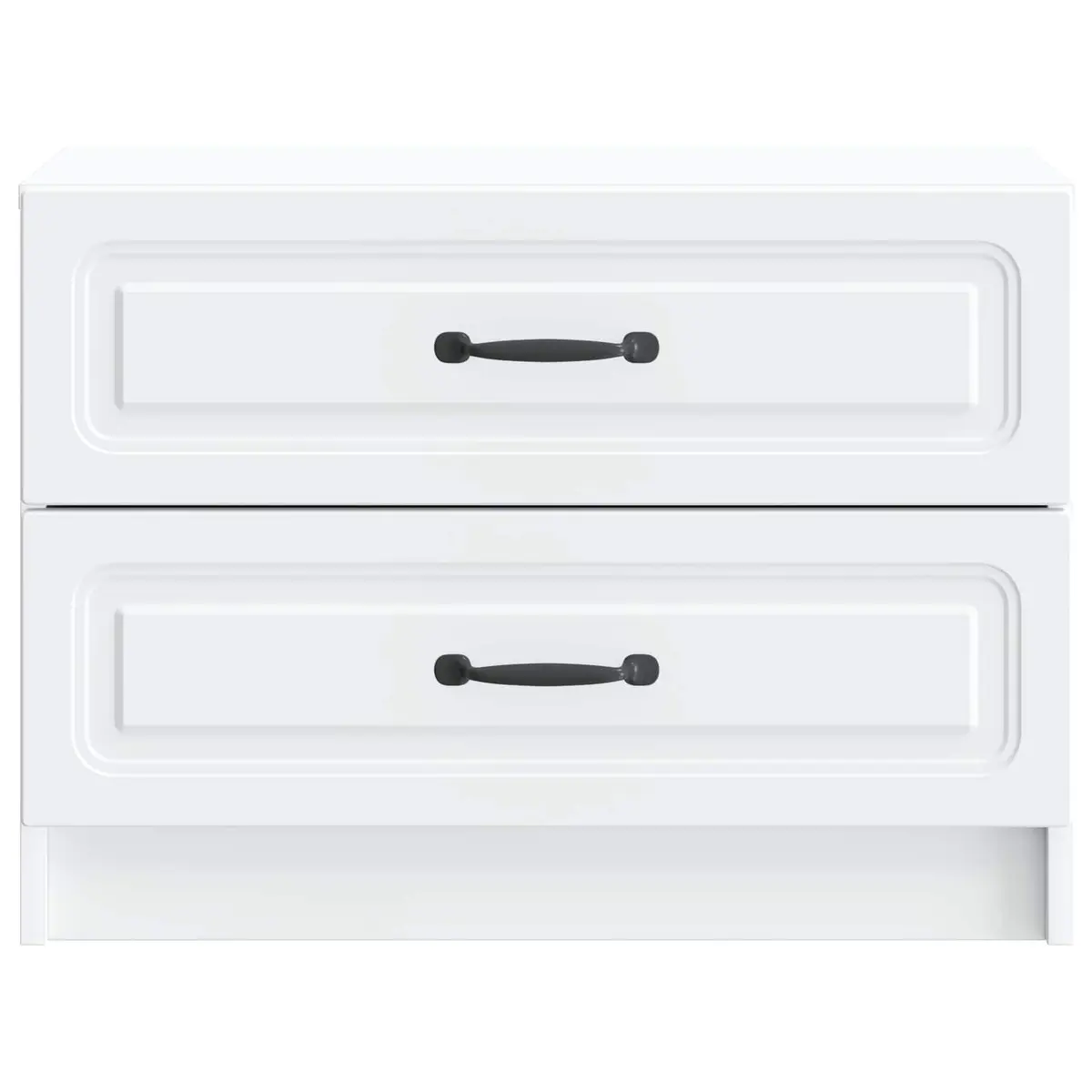 Bedside Table Modern White 62 x 34.5 x 44.5 cm Engineered Wood with Black Bar Handles