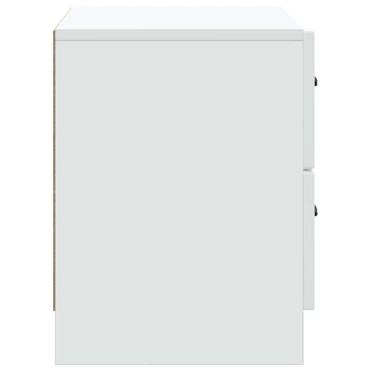 Bedside Table Modern White 62 x 34.5 x 44.5 cm Engineered Wood with Black Bar Handles