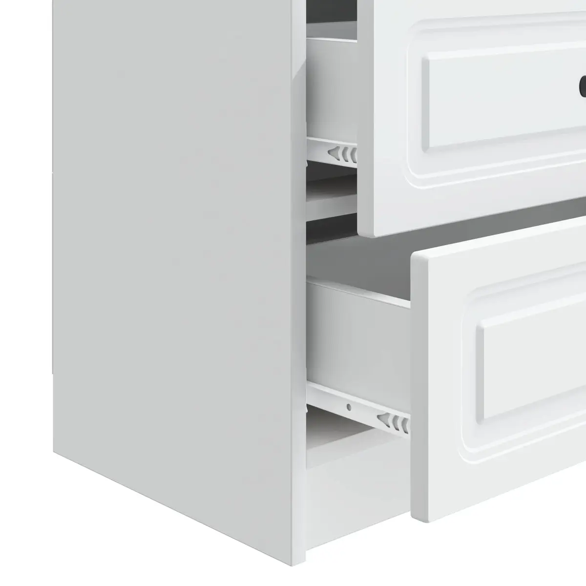 Bedside Table Modern White 62 x 34.5 x 44.5 cm Engineered Wood with Black Bar Handles