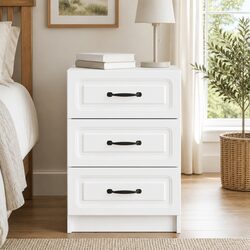 Vintage White Bedside Cabinet with Storage Drawers