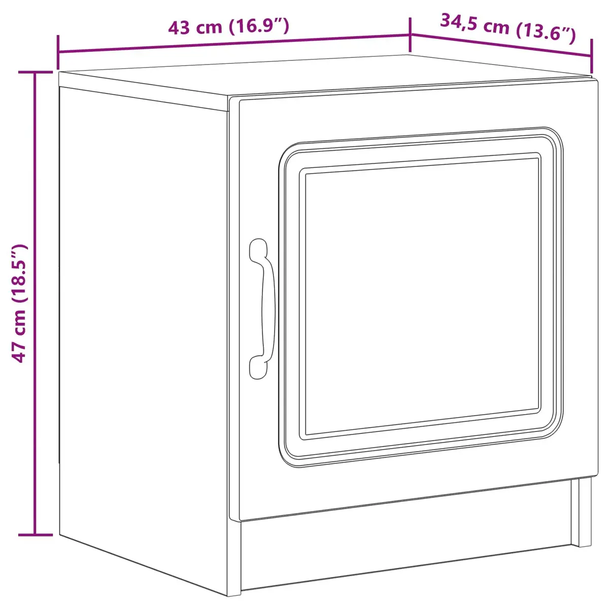 Bedside Cabinet White 43 x 34.5 x 47 cm Engineered Wood Nightstand Storage