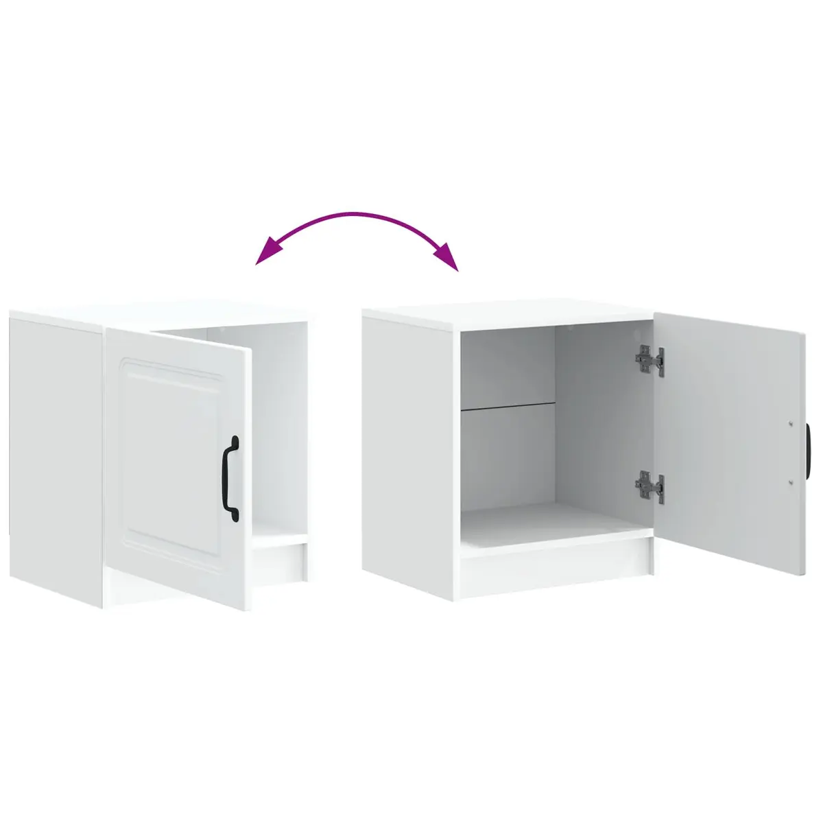 Bedside Cabinet White 43 x 34.5 x 47 cm Engineered Wood Nightstand Storage