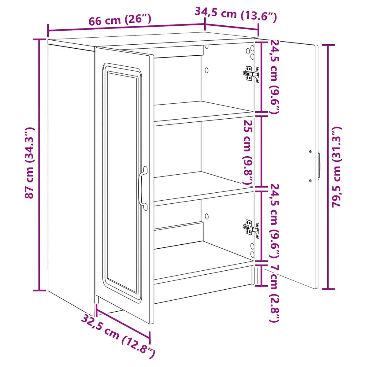 White Sideboard Storage Cabinet for Living Spaces