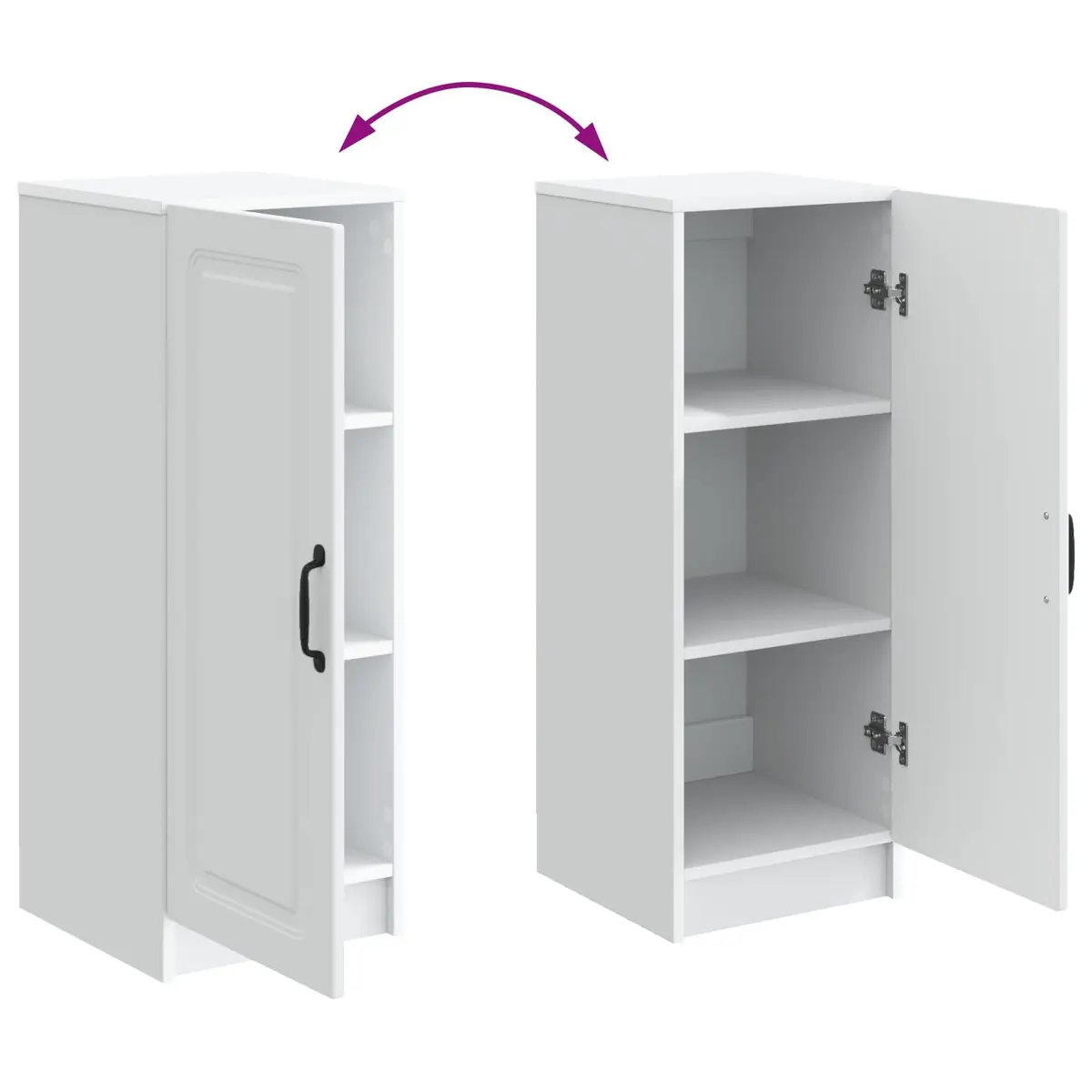 White Sideboard Storage Cabinet with Adjustable Shelves and Drawers for Living