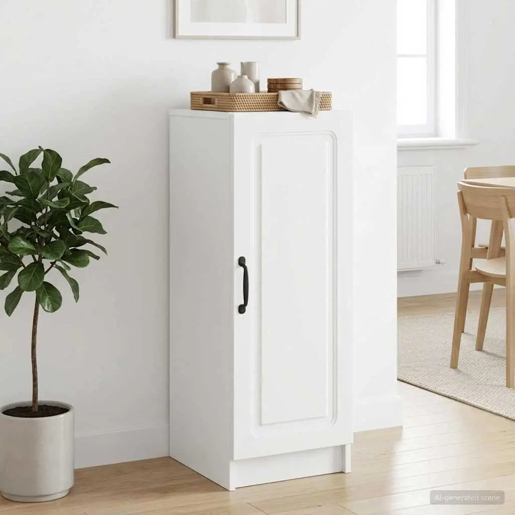 White Sideboard Storage Cabinet with Adjustable Shelves and Drawers for Living
