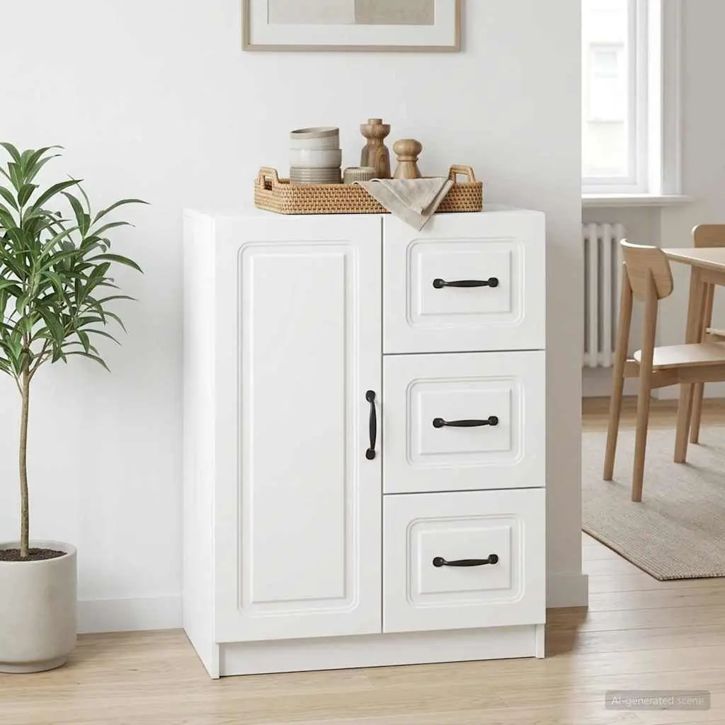 White Sideboard Storage Cabinet 66cm