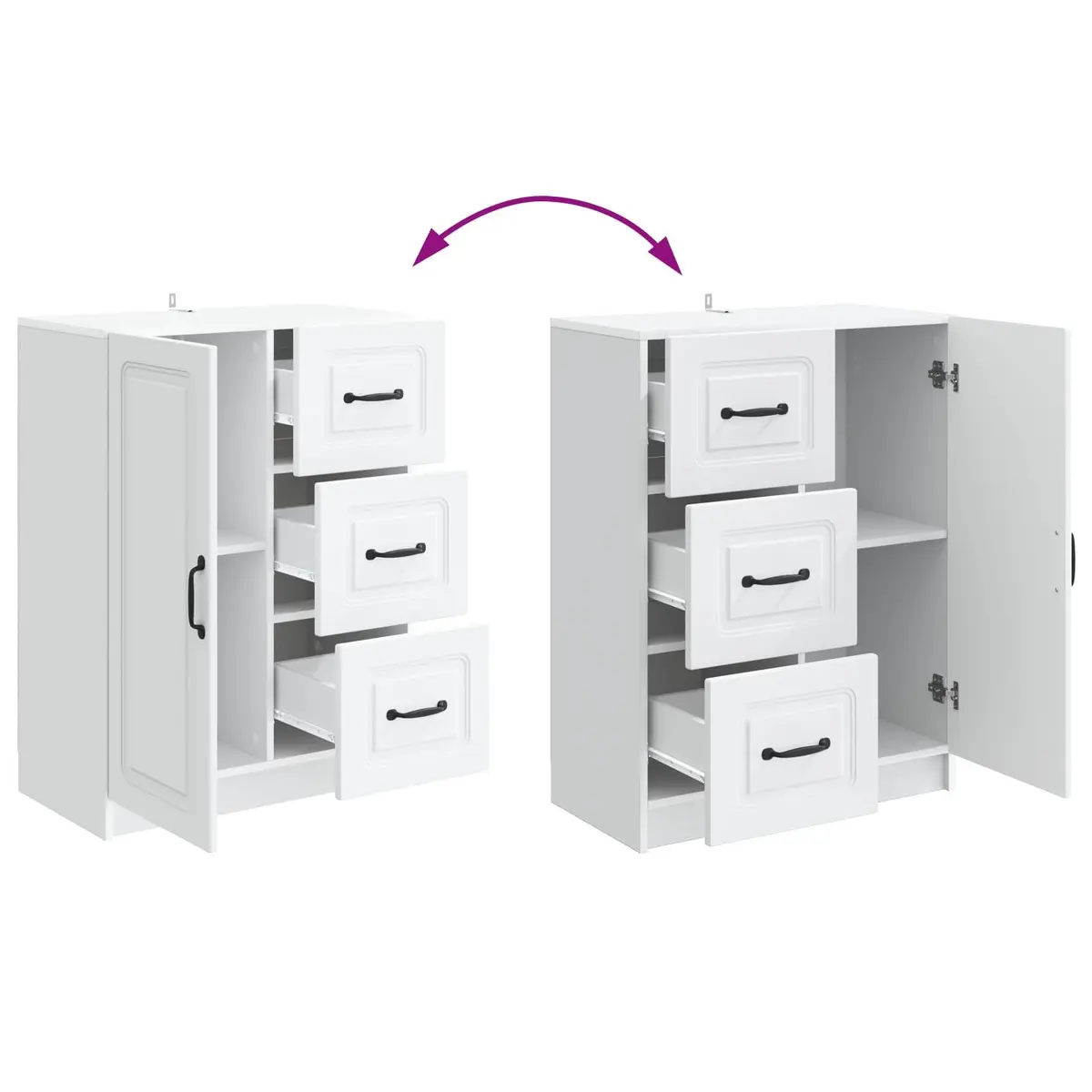 White Sideboard Storage Cabinet 66cm