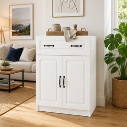Charming White Sideboard Storage Cabinet for Living Rooms