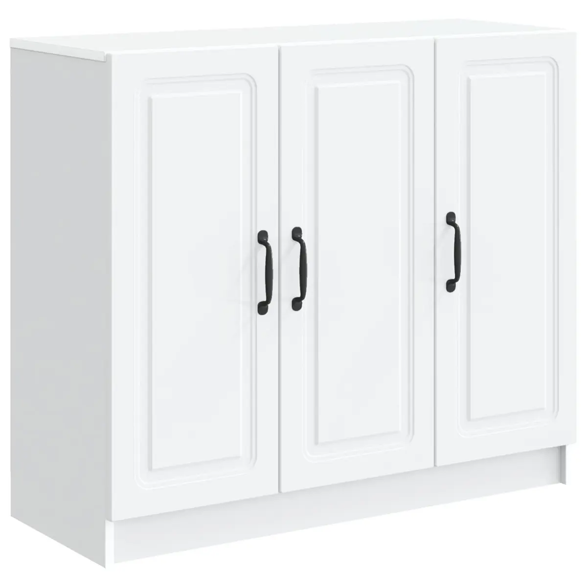 White Sideboard Storage Cabinet Modern Rectangular Engineered Wood