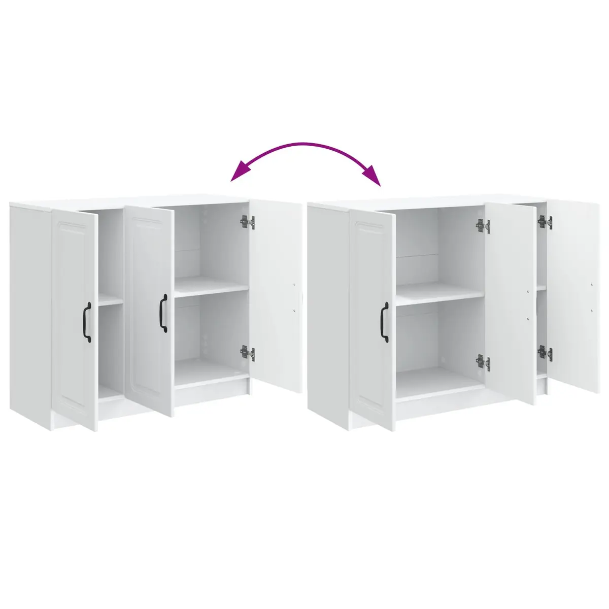 White Sideboard Storage Cabinet Modern Rectangular Engineered Wood