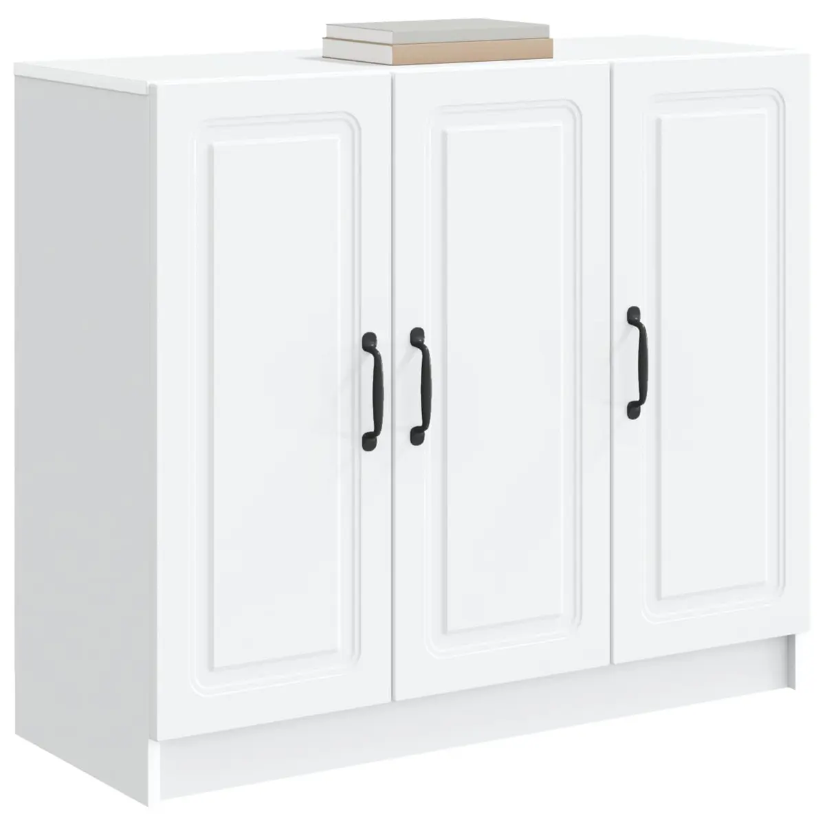 White Sideboard Storage Cabinet Modern Rectangular Engineered Wood