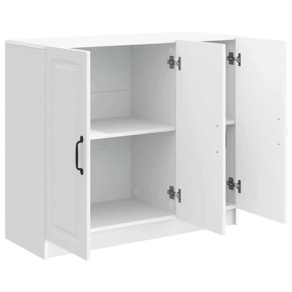 White Sideboard Storage Cabinet Modern Rectangular Engineered Wood