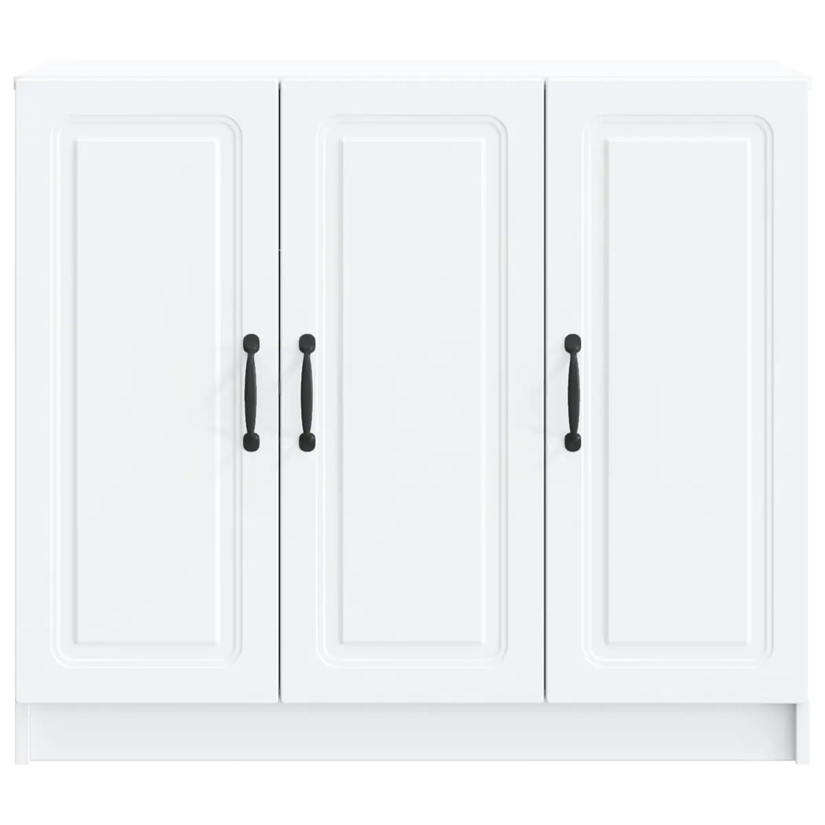 White Sideboard Storage Cabinet Modern Rectangular Engineered Wood