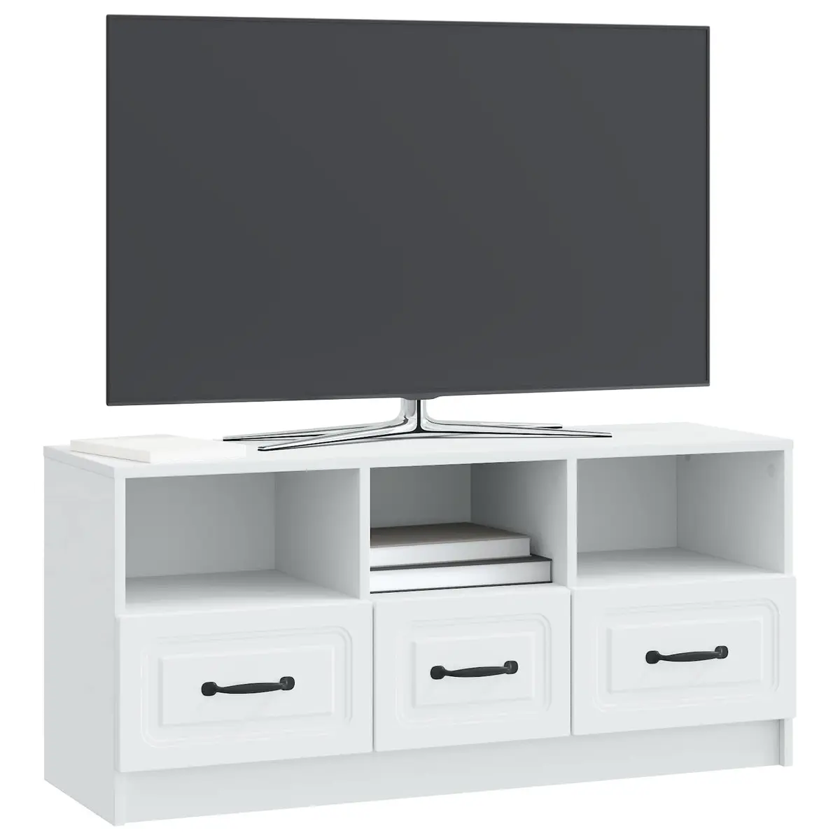 TV Cabinet Modern White 102 x 34.5 x 47 cm Engineered Wood Frame