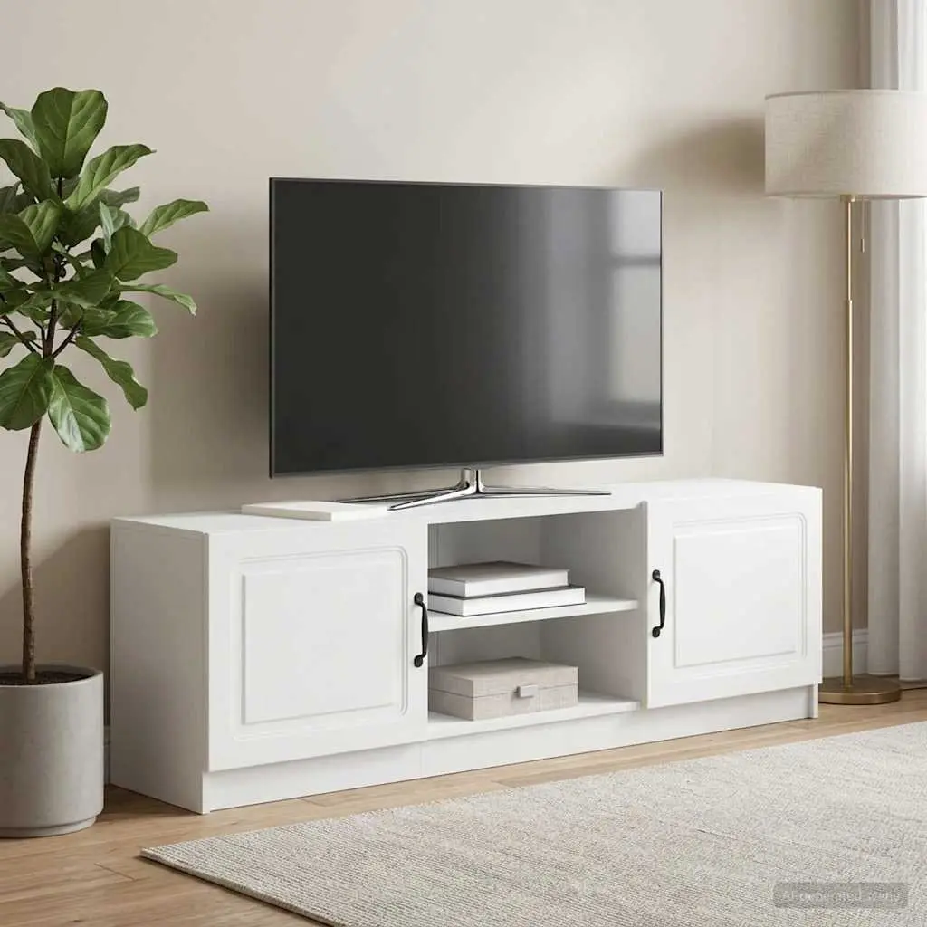TV Cabinet White 150 x 31 x 47 cm Engineered Wood Living Room Media Storage Unit