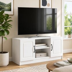 Modern White TV Cabinet for Living Room Storage