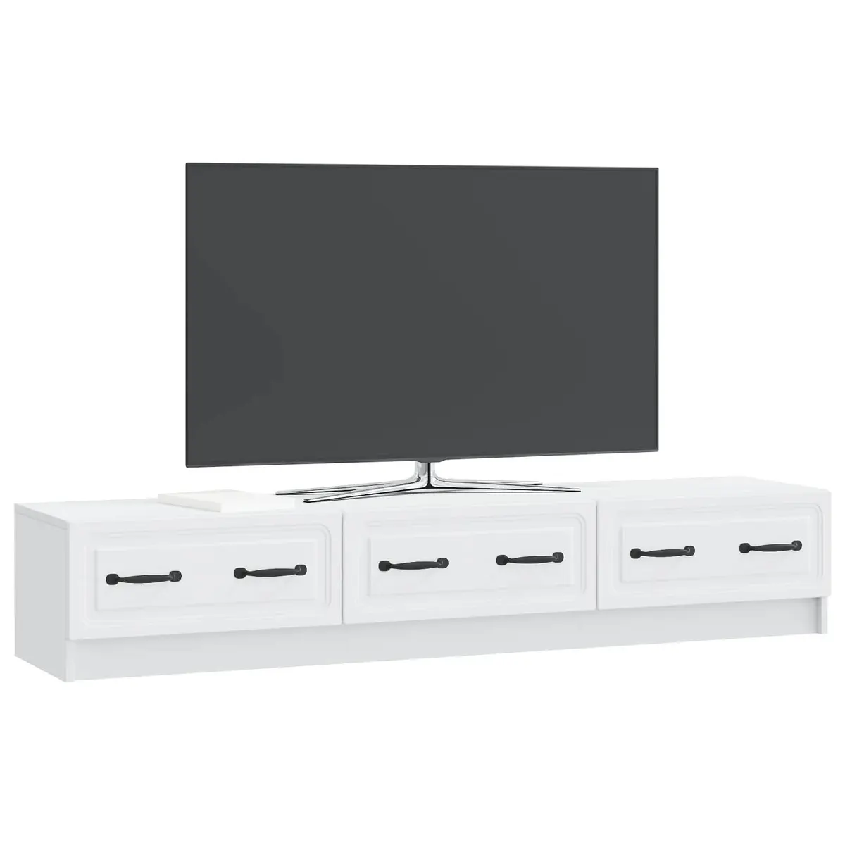 TV Cabinet Modern White 147cm Engineered Wood with Drawer