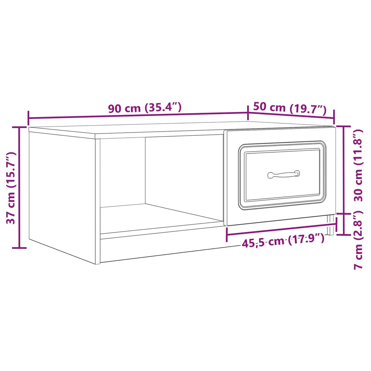 White Coffee Table with Storage 90 x 50 x 37 cm