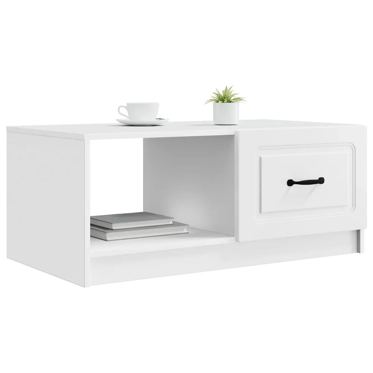 White Coffee Table with Storage 90 x 50 x 37 cm