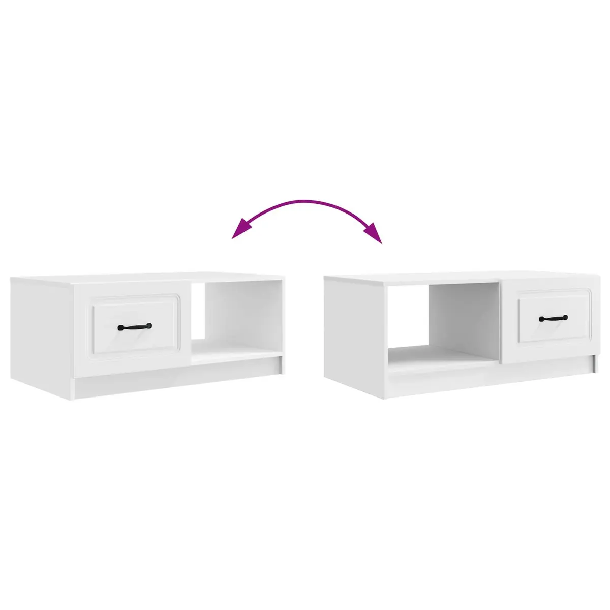 White Coffee Table with Storage 90 x 50 x 37 cm