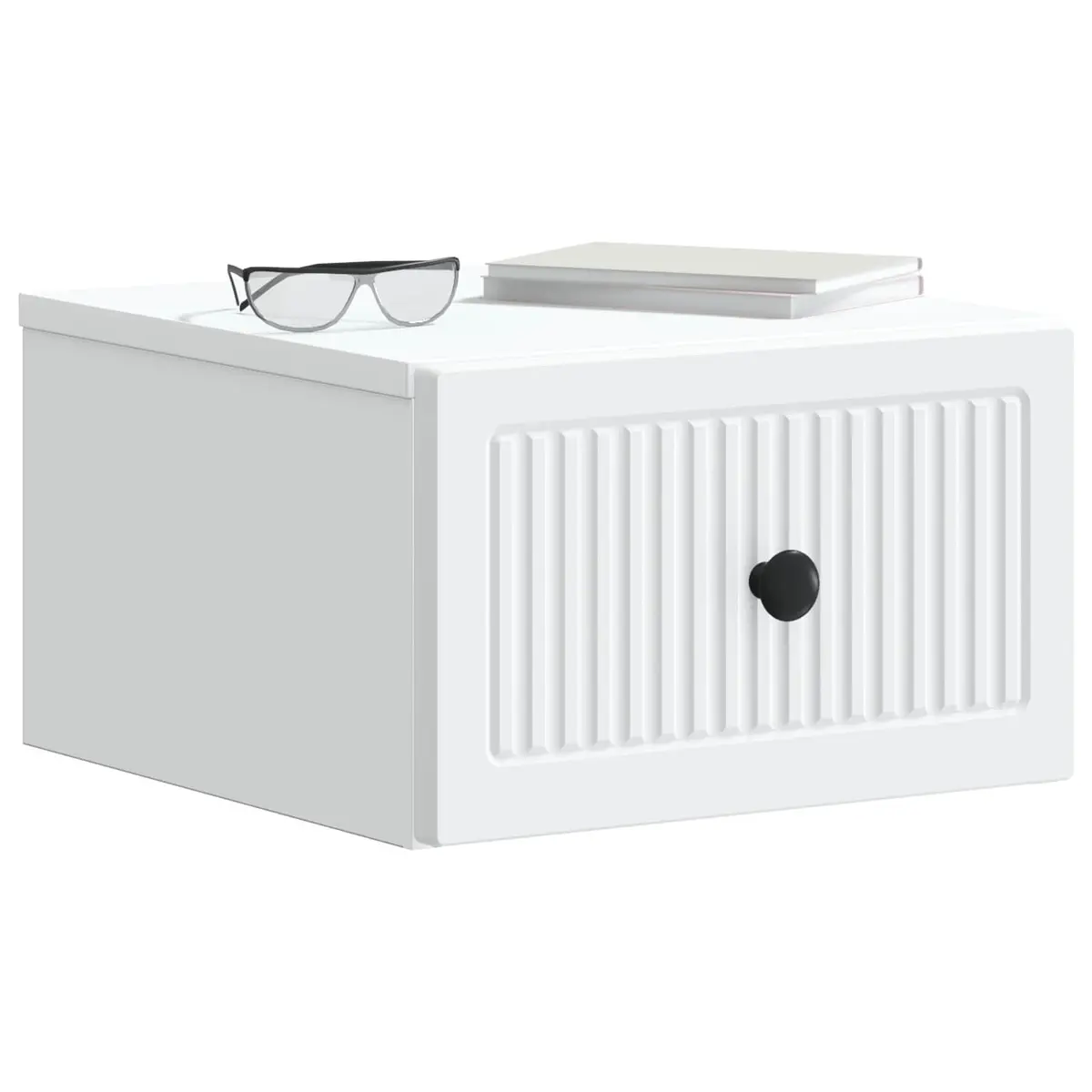 Wall-Mounted Bedside Cabinet White Modern Floating Storage Drawer Engineered Wood