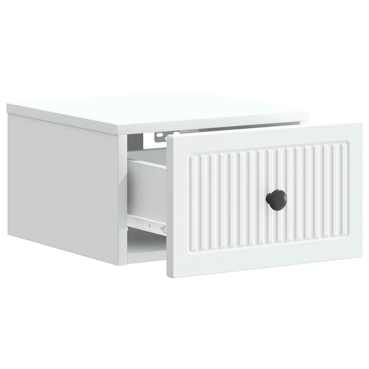 Wall-Mounted Bedside Cabinet White Modern Floating Storage Drawer Engineered Wood