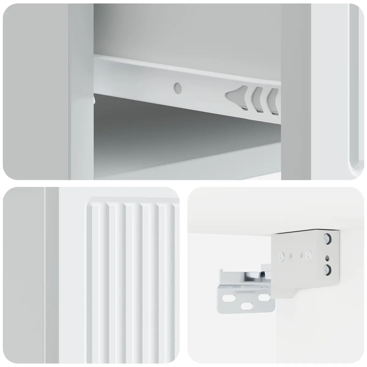 Wall-Mounted Bedside Cabinet White Modern Floating Storage Drawer Engineered Wood