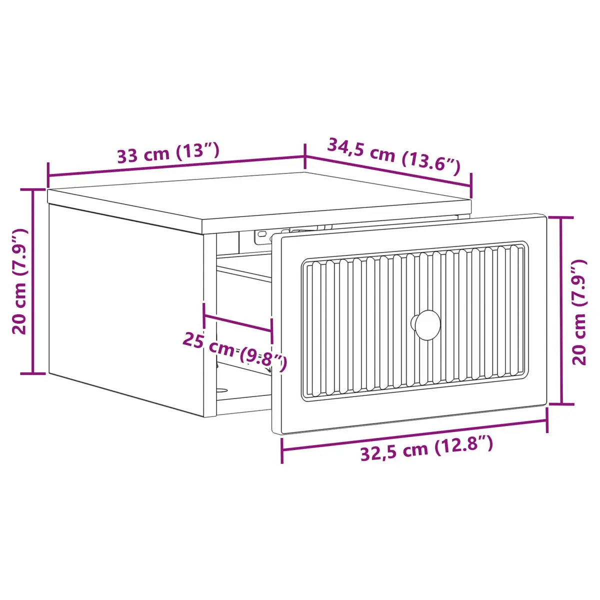 Wall-Mounted Bedside Cabinet White Modern Floating Storage Drawer Engineered Wood