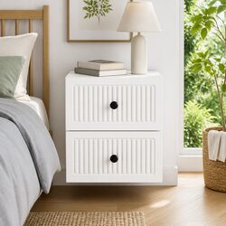 White Wall-Mounted Bedside Cabinet for Organized Living
