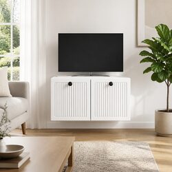 Modern Wall-Mounted TV Cabinet in White