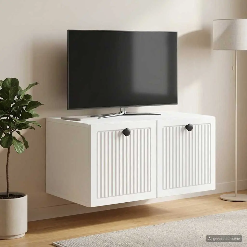 Wall-Mounted TV Cabinet in White