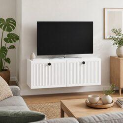 Stylish Wall-Mounted TV Cabinet in White for Modern Spaces