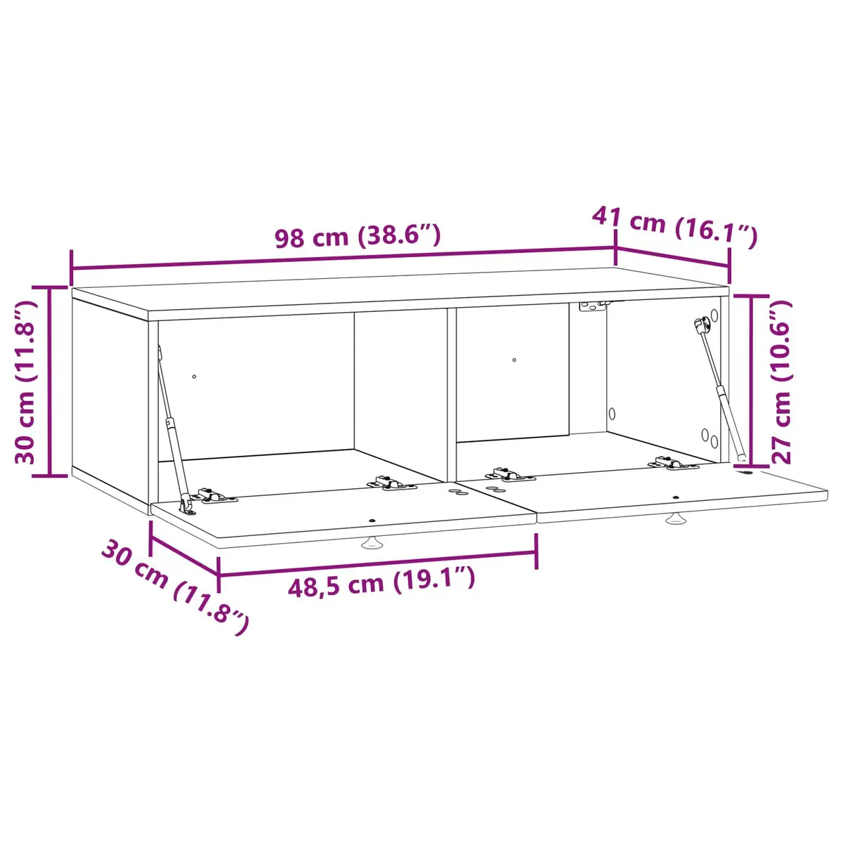 Wall-Mounted TV Cabinet White Modern 98cm Engineered Wood