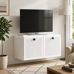 Modern Wall-Mounted TV Cabinet in White