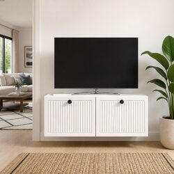 Modern White Wall-Mounted TV Cabinet for Living Spaces