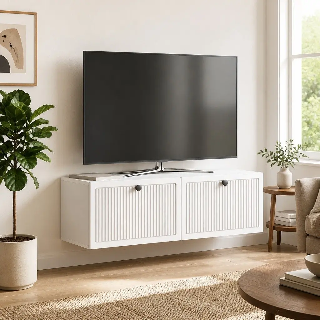 Wall-Mounted TV Cabinet White 98 x 31 x 30 cm Engineered Wood